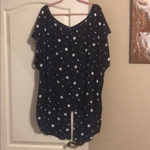 Blue and White Blouse